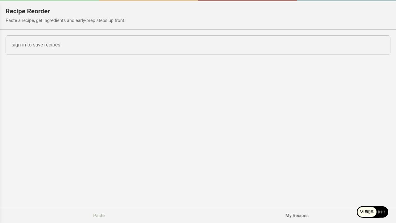 Screenshot of Recipe Reorder